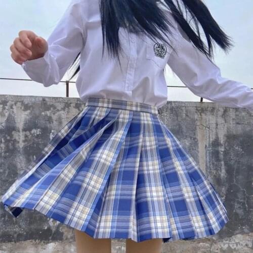 New JK Skirts Women 2021 Summer High Waist Skirts Korean Style Pleated Skirts for Girls Cute Sweet Ladies Plaid Mini Skirt Women