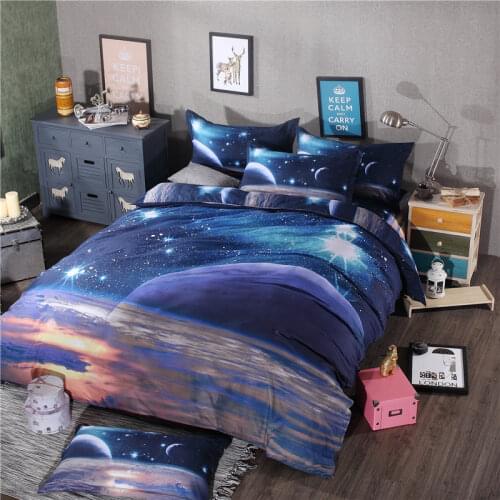 New 3D Hipster Galaxy Bedding Set Universe Outer Space Themed Galaxy Print Bed linen Duvet Cover Flast Sheet & Pillow Case