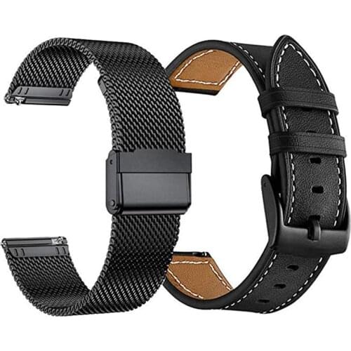 20mm 22mm Leather Mesh Watch Strap For Samsung Galaxy Watch 3 Active 2 Gear S3 S2 Classic Band For Amazfit Bip GTR 42mm 47mm