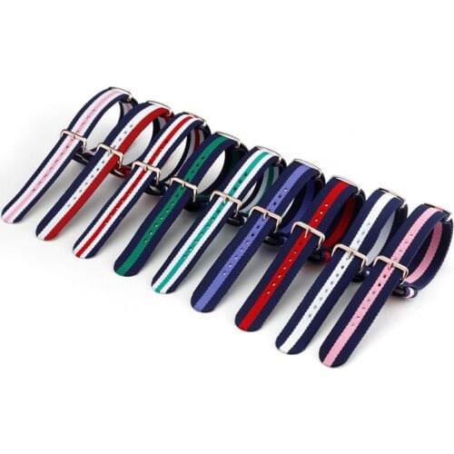 Yopo Nylon watch band 12 13 14 16 17 18 19 20 22mm color blocked canvas wristband for DW men and women watch chain
