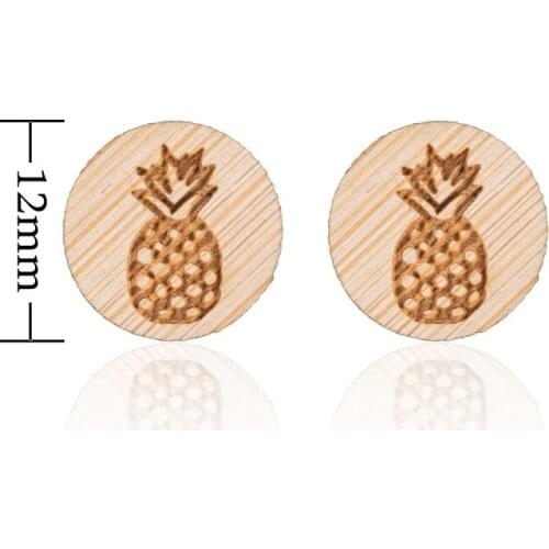 Daisies Lovely Pineapple Shape Wooden Stud Earrings For Fruit Women Men Jewelry Couple Bijoux Femme Birthday Party Gift