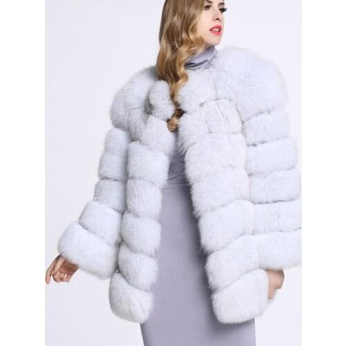 Savabien Luxury Thick Warm Faux Fox Fur Coat Solid Long Sleeve Fluffy Jacket Winter Fake Fur Coats Festival Ladies Streetwear