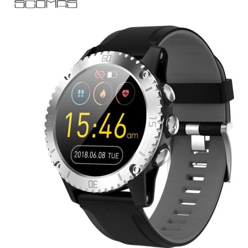 SCOMAS Temperature Smart Watch Men Touch Screen Heart Rate Monitor Smartwatch Compass Barometer Mountaineering Outdoor Watches