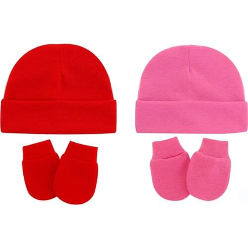 Kangobaby Newborn Baby Hat And Mittens Set Autumn Winter Soft Keep Warm Cotton Fetal Cap Gripping Glove