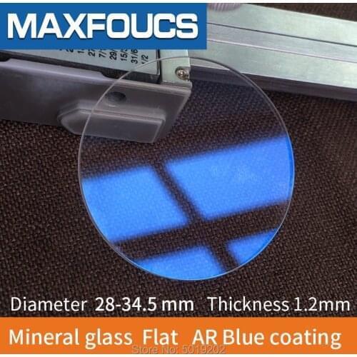 AR Blue Coating Flat1.2mm Watch glass mineral glass Watch parts diameter 28-34.5 mm