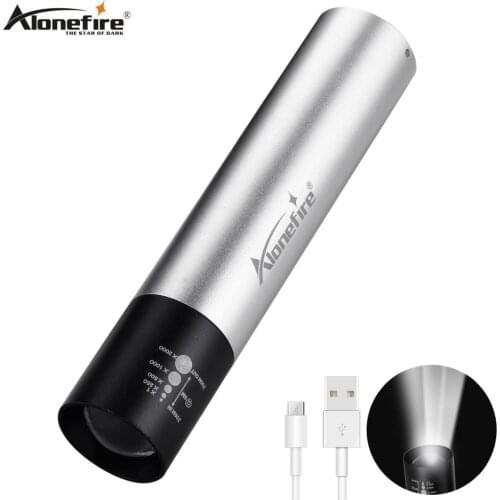 Alonefire X20W Power bank LED Flashlight torch 3 modes switch zoom lens built in rechargeable battery for camping