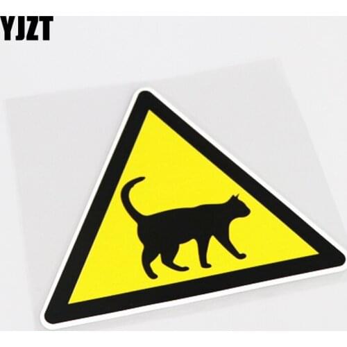 YJZT 13.7CM*11.5CM Interesting Animal Cat Warning Mark Car Sticker Decal PVC 13-0936