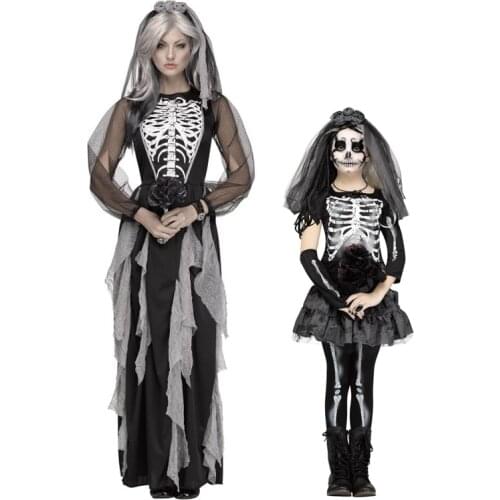 Snailify Women Gothic Skeleton Bride Costume Girl Corpse Bride Costumes Scary Skeleton Halloween Costume 2020 New Arrival