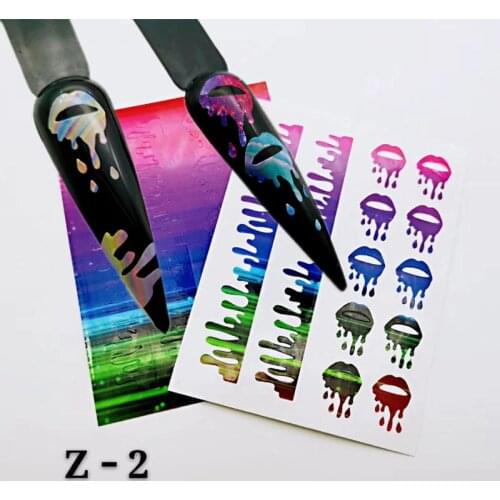 1/6/8/13/16pc Holographic Nail Foil colorful Flame Graffiti Design 3D Holo Nail Art Transfer Sticker DIY Water Slide Nail Decals