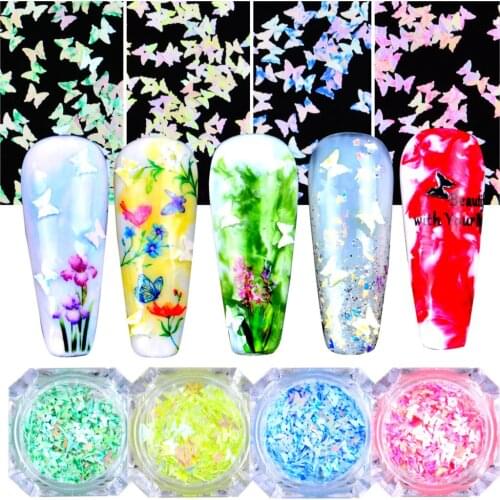 1 Box Colorful Butterfly Nail Sequins Paillette Mirror Sparkly Mermaid Sequins Spangles Polish Manicure Nails Art Decorations