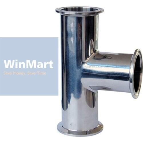1pc 32mm Pipe OD Fitting 50.5mm Feerule OD 304 Stainless Steel SanitaryTri Clamp Sanitary Tee Connector Pipe Fitting Homebrew