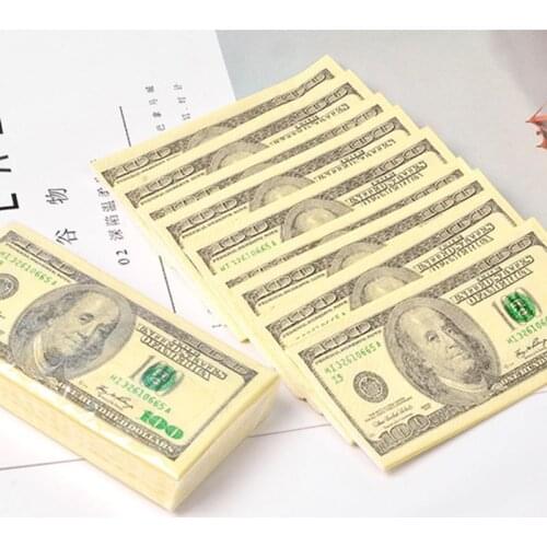10 Sheets/Pack Funny Dollar Pattern Tissue Paper Disposable Towel Pure Wood Portable Money Napkin Handkerchief Party Tableware