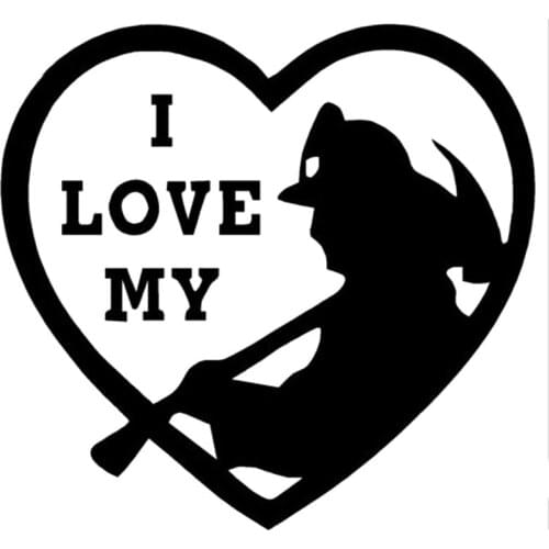 12.7CM*12.4CM I Love My Firefighter Decal Reflective Car Styling Sticker Motorcycle Car Decal Accessories Black Sliver C8-1035