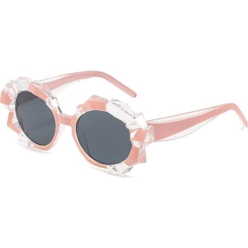 2021 Fashion Unique Irregular Oval Sunglasses Women Pink Blue Rhinestone Eyewear Shades Trending Men Colorful Sun Glasses UV400