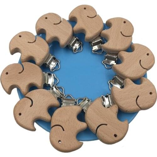 7 Styles Beech Wood Baby Pacifier Clips Solid Color Holders Cute Infant Soother Clasps Holders Accessories