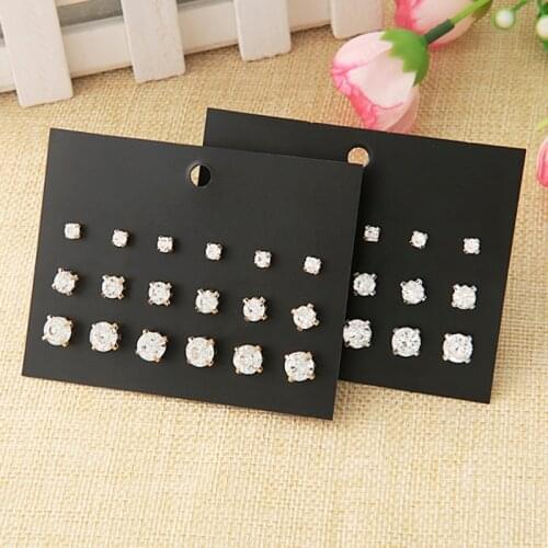 9 Pairs Classic Round Cut Cubic Zirconia Stud Earrings Set For Women Jewelry T84A