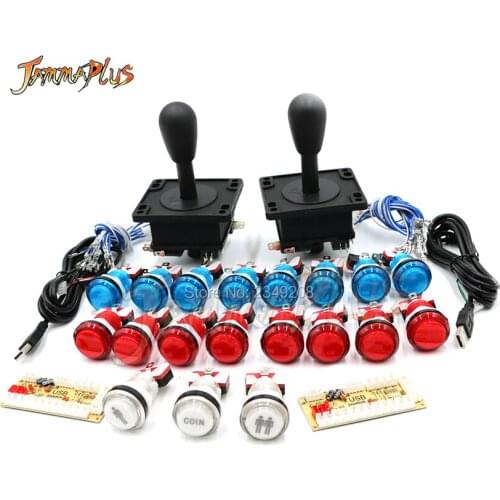 Zero Delay Arcade Joystick DIY Kit USB Encoder To PC Raspberry Pi HAPP BAT top Joystick+ 5v Illuminated Push Button 1P 2 P COIN