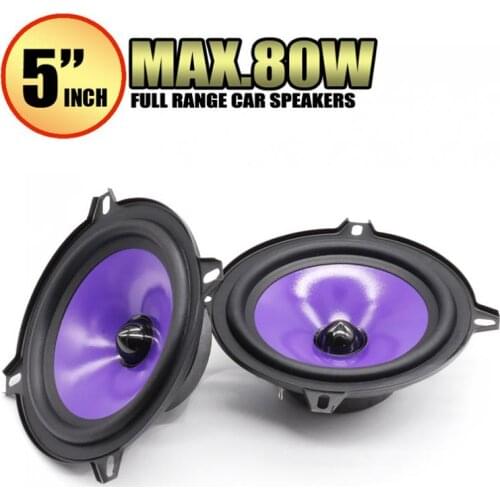 2pcs 80W Full Range Frequency 5 Inch Car Audio Speaker Heavy Mid-bass Ultra-thin Modified Speaker Non-destructive Installation