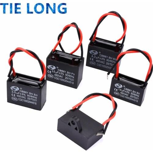 CBB61 450V 1UF 1.2UF 1.5UF 2UF 2.5UF 3UF 3.5UF 4UF 4.5UF 5UF 8UF 10UF 18UF 20UF 25UF Terminal Ceiling AC Fan starting capacitor