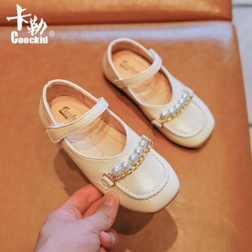 Childrens Leather Shoes 2021 Autumn New Girl Fashion Pearl Soft Sole Princess Shoes Little Girl Black Single Shoes Sweet Flats