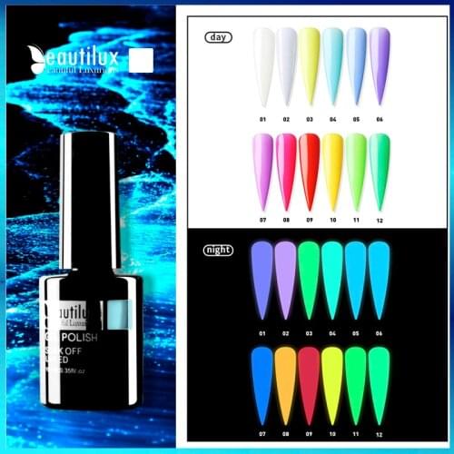 Beautilux Gel Nail Polish Luminous Glow In Dark Senmi Permanent Gels Varnish Soak Off UV LED Fluorescent Nails Art Lacquer 10ml