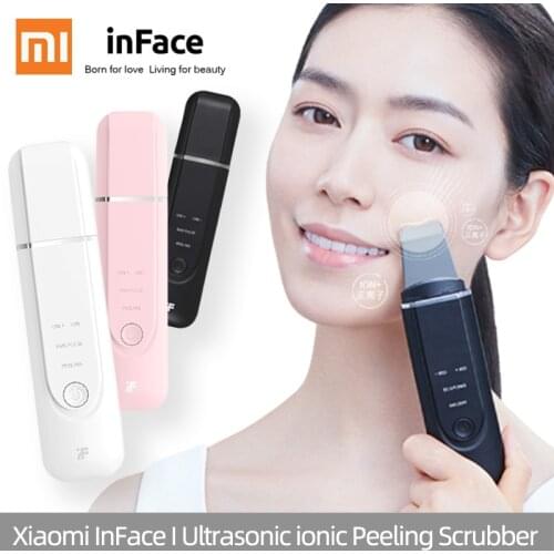 Inface Xiaomi Original Ultrasonic Face Scrubber Massager For Face Vibrators Ion Ultrasonic Cleaning Skin Care Peeling Machine