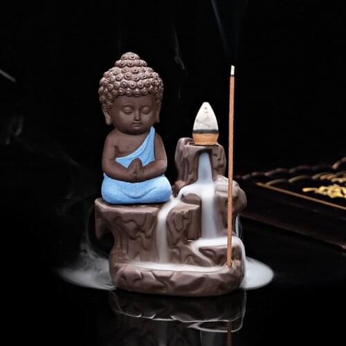 Ceramic Incense Burners Aromatherapy Creative Little Monk Censer Backflow Stick Incense Burner Buddha Crafts Home Decor PO.3