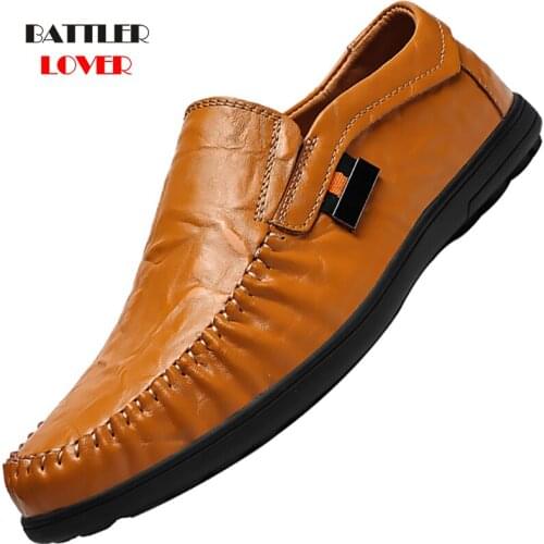 2020 Summer Genuine Leather Loafers for Men Moccasins Flats Soft Breathable Casual Male Boat Driver Driving Footwear