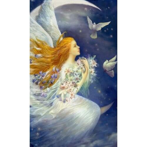 Moon fairy Peace pigeon elegant Art Needlework 14CT Canvas Unprinted Handmade Embroidery Cross Stitch Kits DIY Home Decor