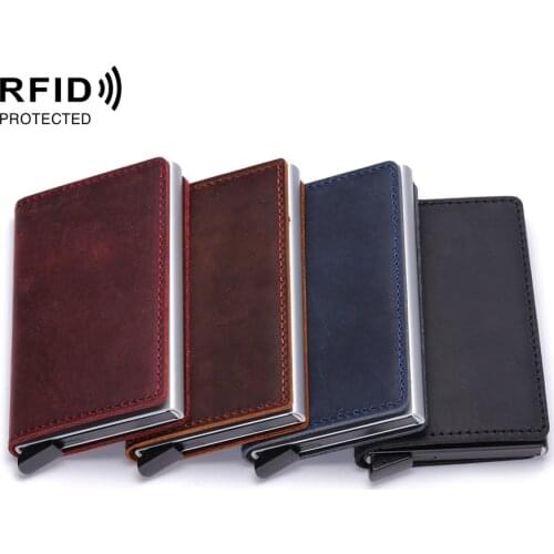 Casekey Men Genuine Leather Slim Credit Card Wallet Rfid Blocking Mini Pocket Credit Card Holder Wallet with Coin Purse