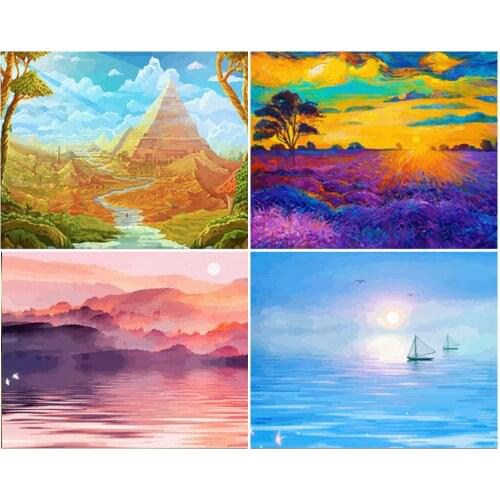 Paint By Number Canvas Painting Kits Home Decor DIY Frame Painting By Numbers Nature Landscape on canvas Room Decoration