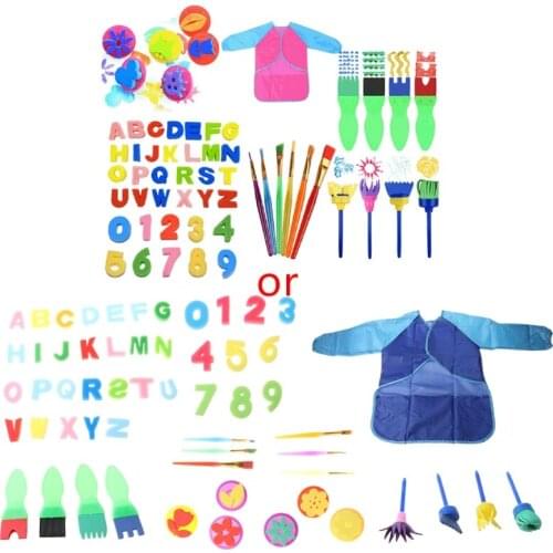 Sponge Paint Brushes Kits Painting Brushes Tool Kit for Kids Early DIY Learning Include Foam Brushes,Pattern Brushes Set,etc