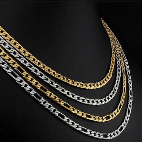 New 2019 Fashion Jewellery figaro men necklace stainless steel gold chain necklaces long male Accessories hip hop statement