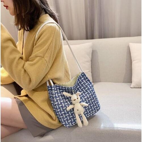 New 2019 super fire tweed plaid fashion tote bucket bag