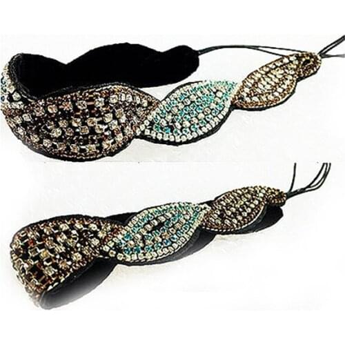 New Wholesale fashion colorful gems beads handmade elastic headband hairband hair accessories
