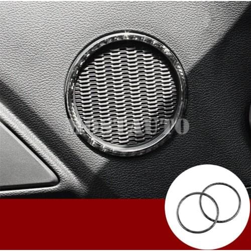 For Ford Mustang Carbon Fiber Side Door Speaker Trim Cover 2015-2019 2pcs Car Accessories Interior Car Decor Car Trim