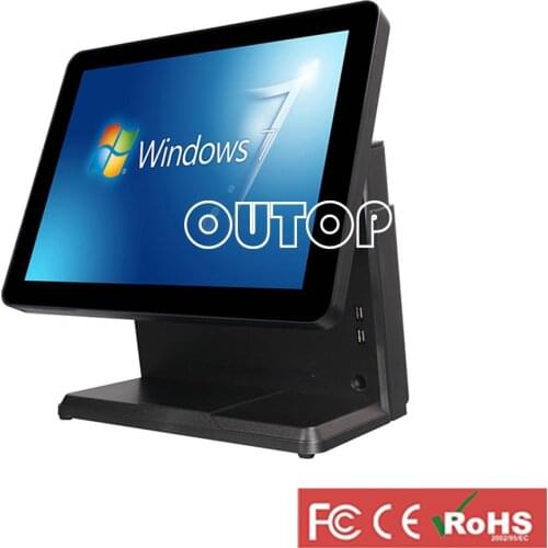 I3 main processor cash register windows POS system 15" single touch screen small customer display