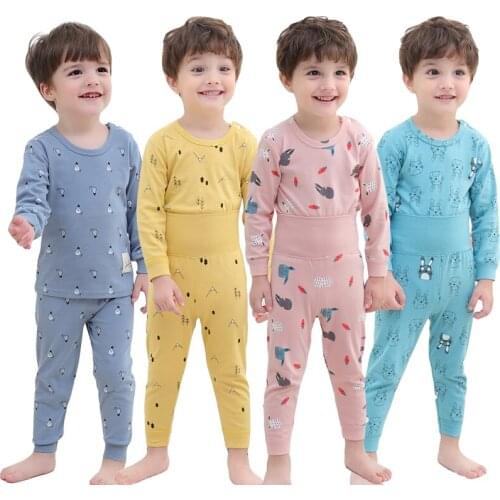 Kids Pajamas 2pc Long Sleeve Cartoon Children Sleepwear Baby Girl Clothes Sleep Suits Autumn Cotton Child Pyjamas Boys Nightwear