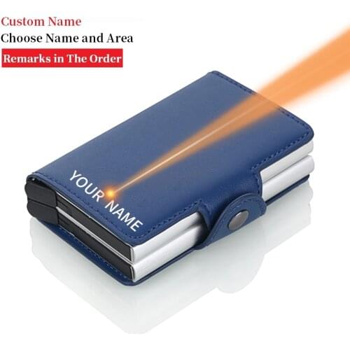 Custom name Rfid PU Leather Men Wallet Credit Card Holder Trifold Slim Mini Wallet Male Magic Smart Wallet Vallet Black walke