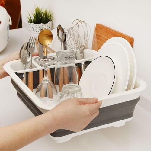 Portable Foldable Dish Rack Kitchen Storage Holder Drainer Bowl Tableware Plate Drying Rack Home Shelf Dinnerware Organizer