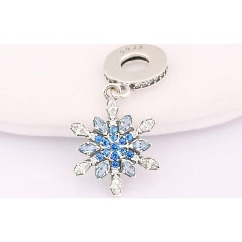 S925 Pendant DIY Jewelry Crystalized Snowflake Dangle Charm fit Pandora Bracelet Bangle Lady Gift