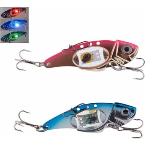Saltwater Deepwater Fishing LED Fish Lure Vibration Bait Light Outdoor Flashing Lamp Tackle Hooks 1PC