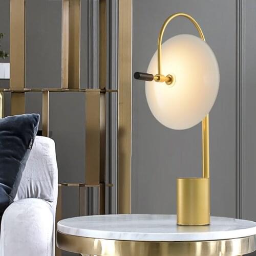 Modern Gold Metal Glass Table Lamp Hotel Bedroom Bedside Creative Art Desk Light TA238