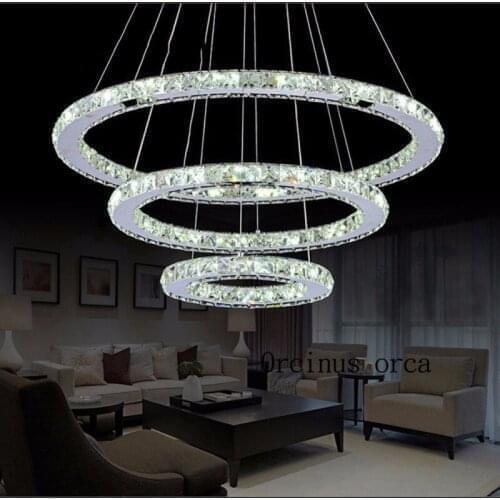 Diamond Crystal Ring LED Chandelier Crystal Lamp Modern Crystal Light Fixture Circle Hanging Lustres LED Luminaire Home Lighting