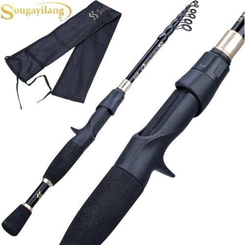 Sougayilang Portable Telescopic Fishing Rod 1.8-2.4m Ultralight Weight Carbon Fiber Spinning Casting Rod Fishing Tackle