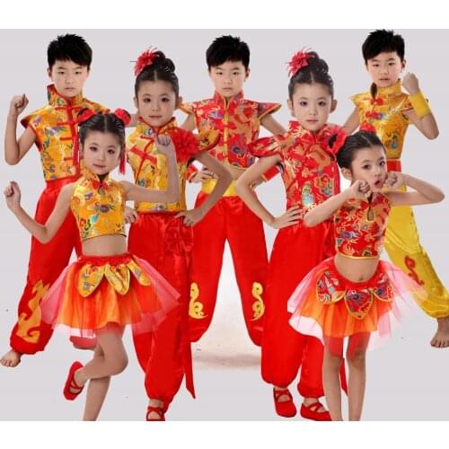 Traditional Chinese Dance Costume Children National Performing Dance Martial Arts for Girl and Boy Kung Fu Dance Costume