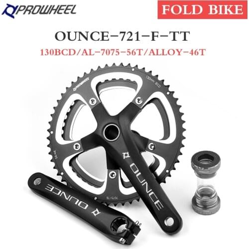 Prowheel 170/172.5mm Folding Bike Crank 2x9/10S Fold Bicycle Crank sprocket set 130 BCD 46/56T Chain Wheel with Bottom Bracket