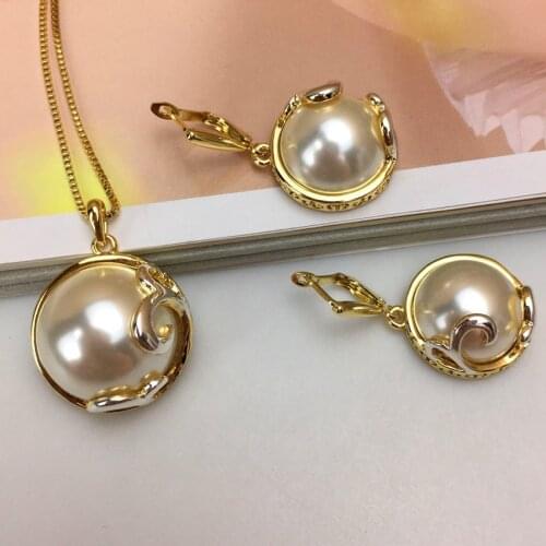 Yuminglai Simple Sepcial Design Superior 24K African Sets Pendant and Earrings Jewelry Set for Woman FHK10364