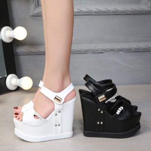 5.5 Inches hick Platform Sandals Stripper Slope heels Nightclub Fashion Women Models Show Sexy Fetish Shoes Full Dress Mature