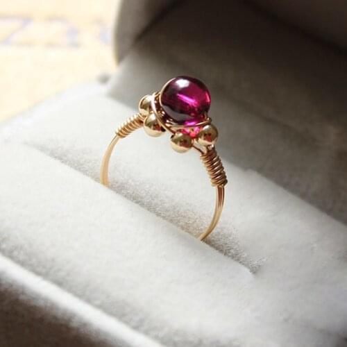 Handmade Natural 5A Garnet Rings Gold Filled Jewelry Birthday Gift Anillos Mujer Bague Femme Rings For Women Boho Jewelry